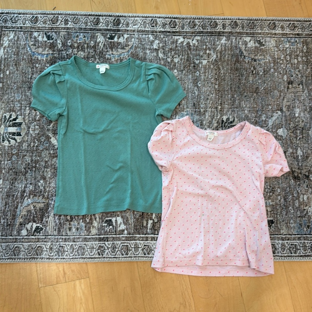 Pair of Crewcuts by JCrew pointelle cotton tees - 6/7